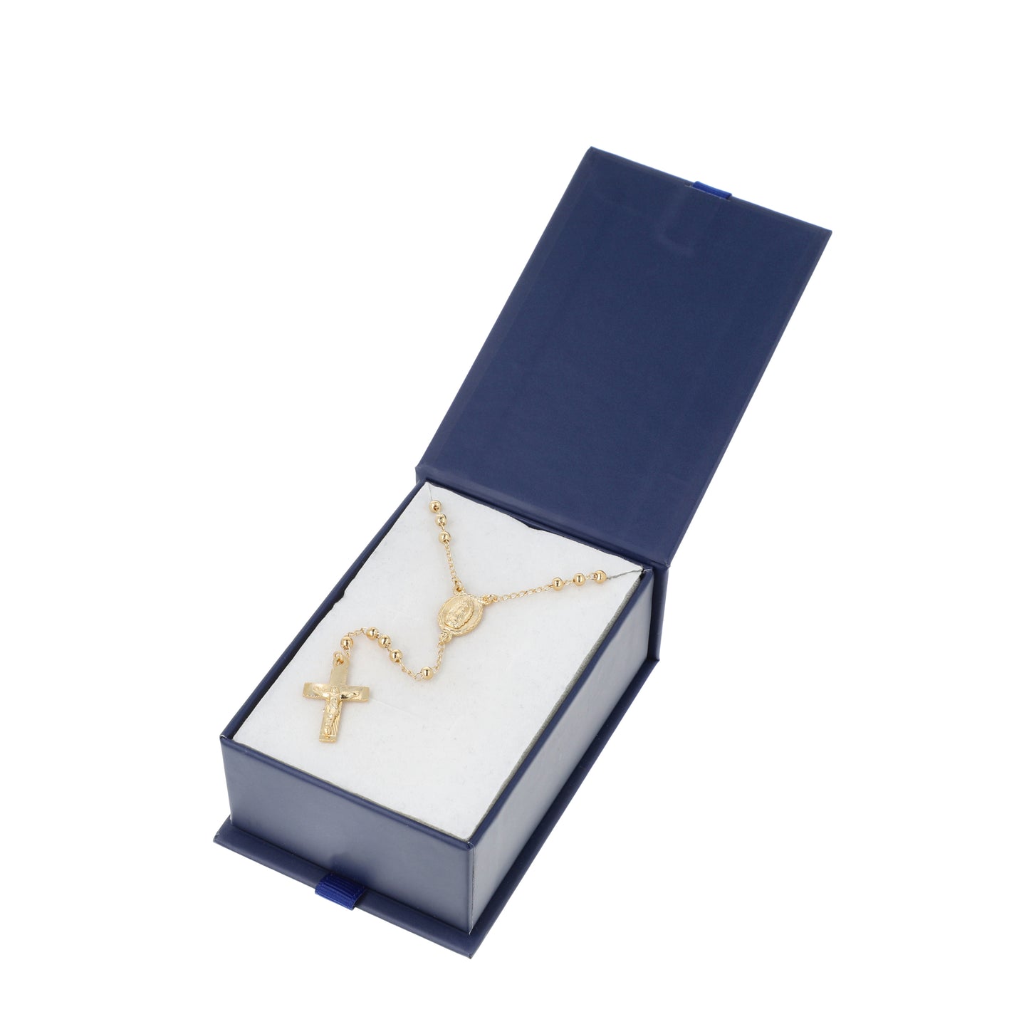 Rosario Virgen de Guadalupe y Cristo - Oro 14k laminado - Liso