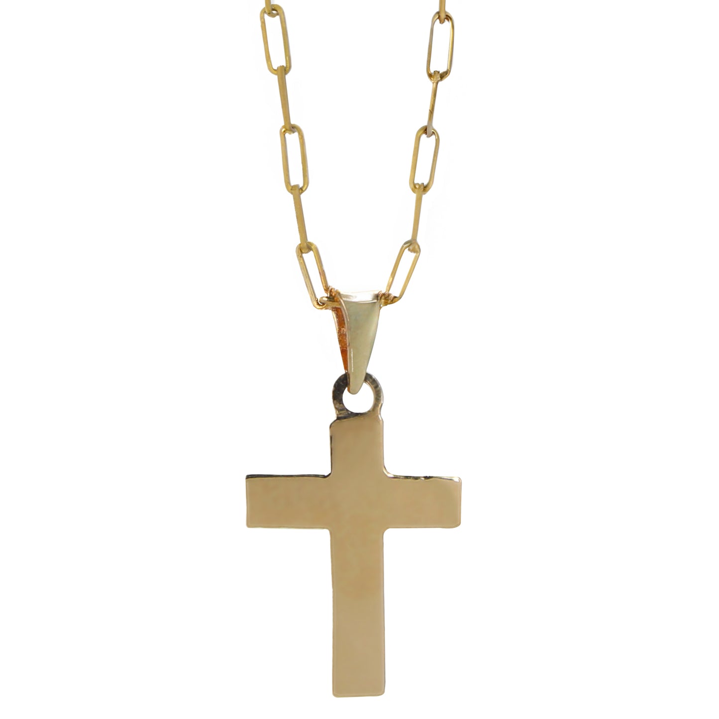 Cruz Oro Amarillo Lisa - Oro 14K Sólido