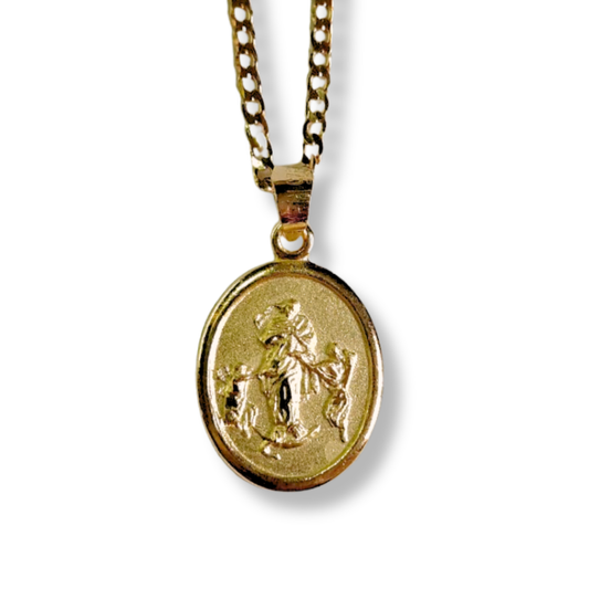 Medalla Virgen Desatanudos Oro 14k Laminado Sobre Base Plata 925