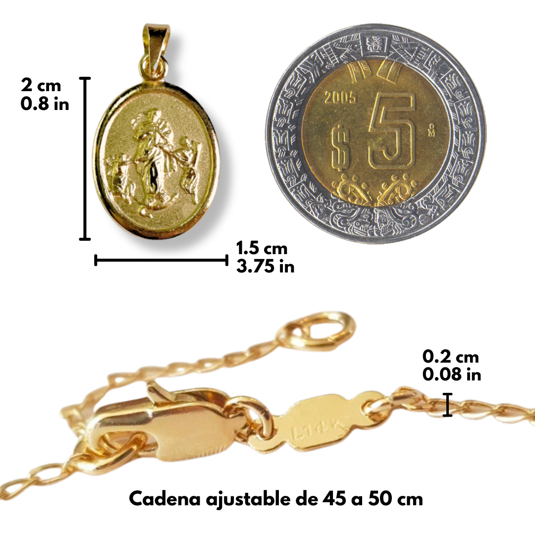 Medalla Virgen Desatanudos Oro 14k Laminado Sobre Base Plata 925