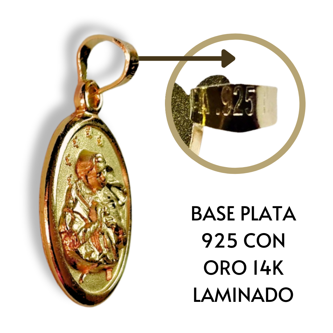 Medalla Rostro Virgen Desatanudos Oro 14k Laminado Sobre Base Plata 925