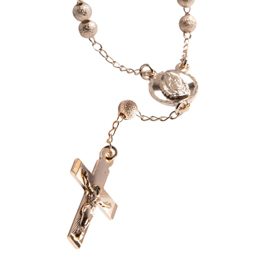 Pulsera Decenario Virgen de Guadalupe con cristo - Oro 14k laminado azucarado