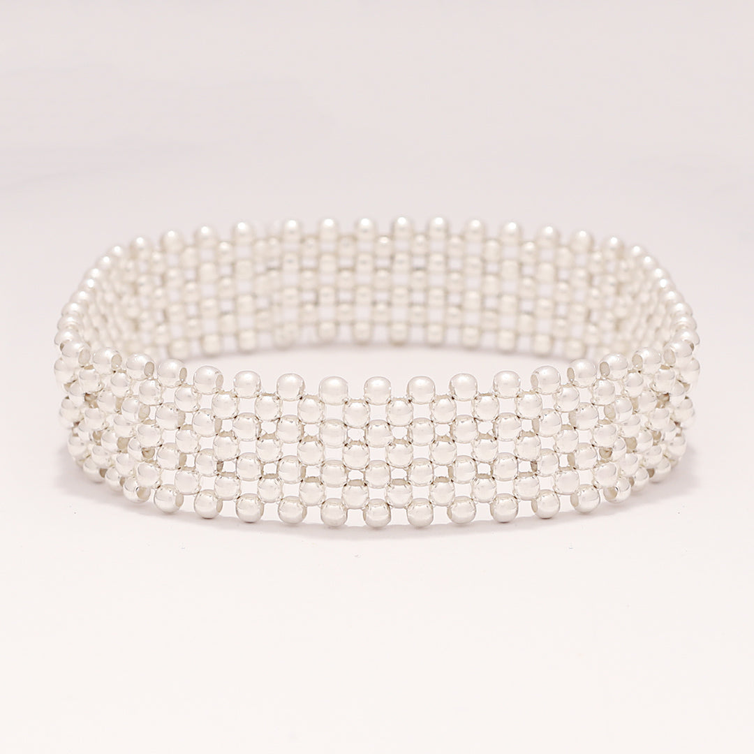 Pulsera petatillo Plata 925 con hilo elástico - Línea Adamoon