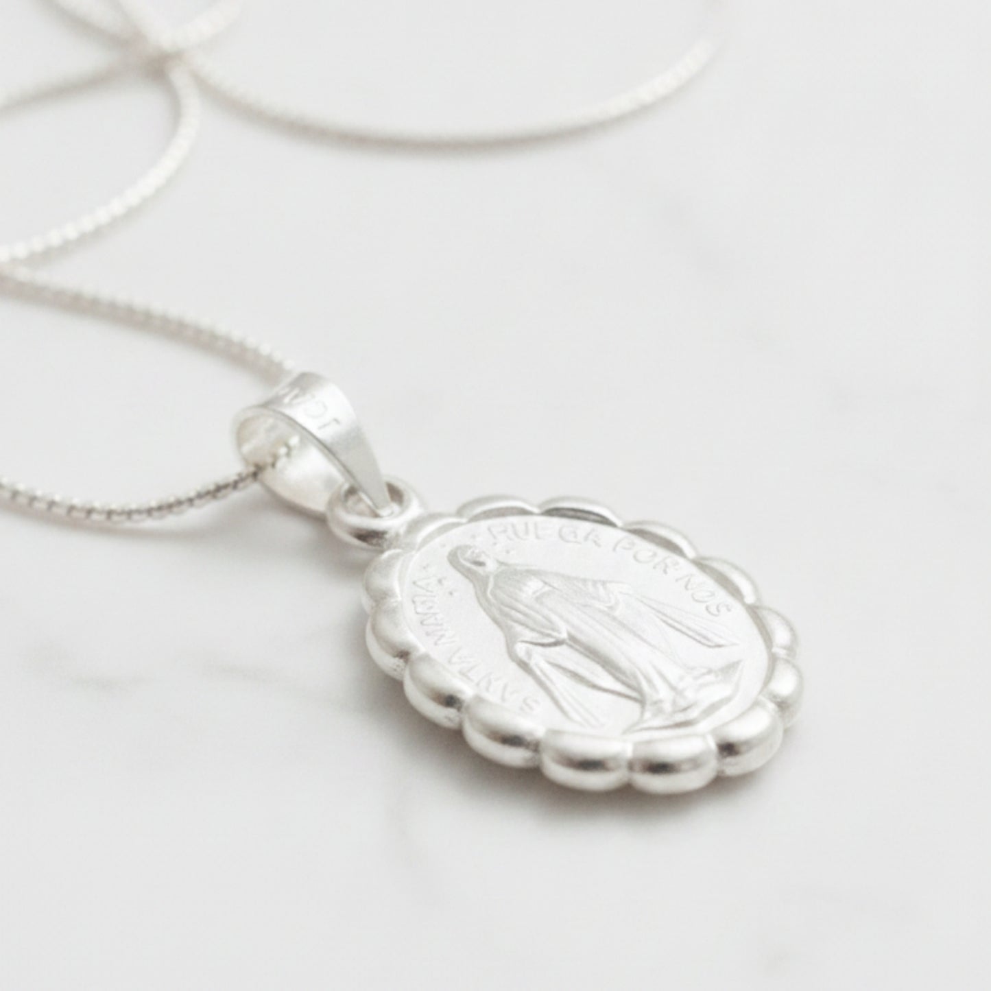 Medalla Virgen de la medalla Milagrosa con cadena - Plata esterlina 925
