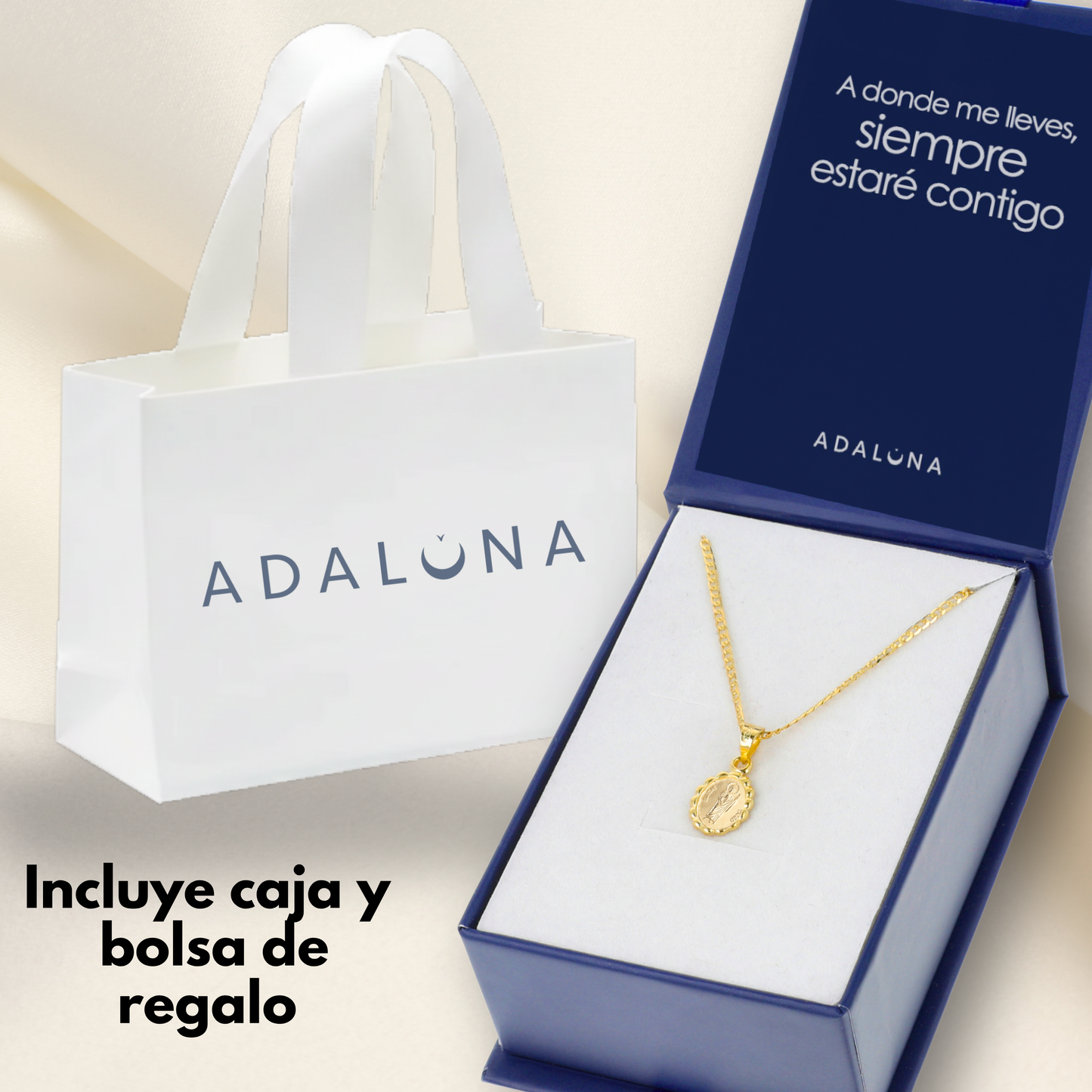 Medalla bautizo San Judas Tadeo oval con cadena - Oro 14K laminado
