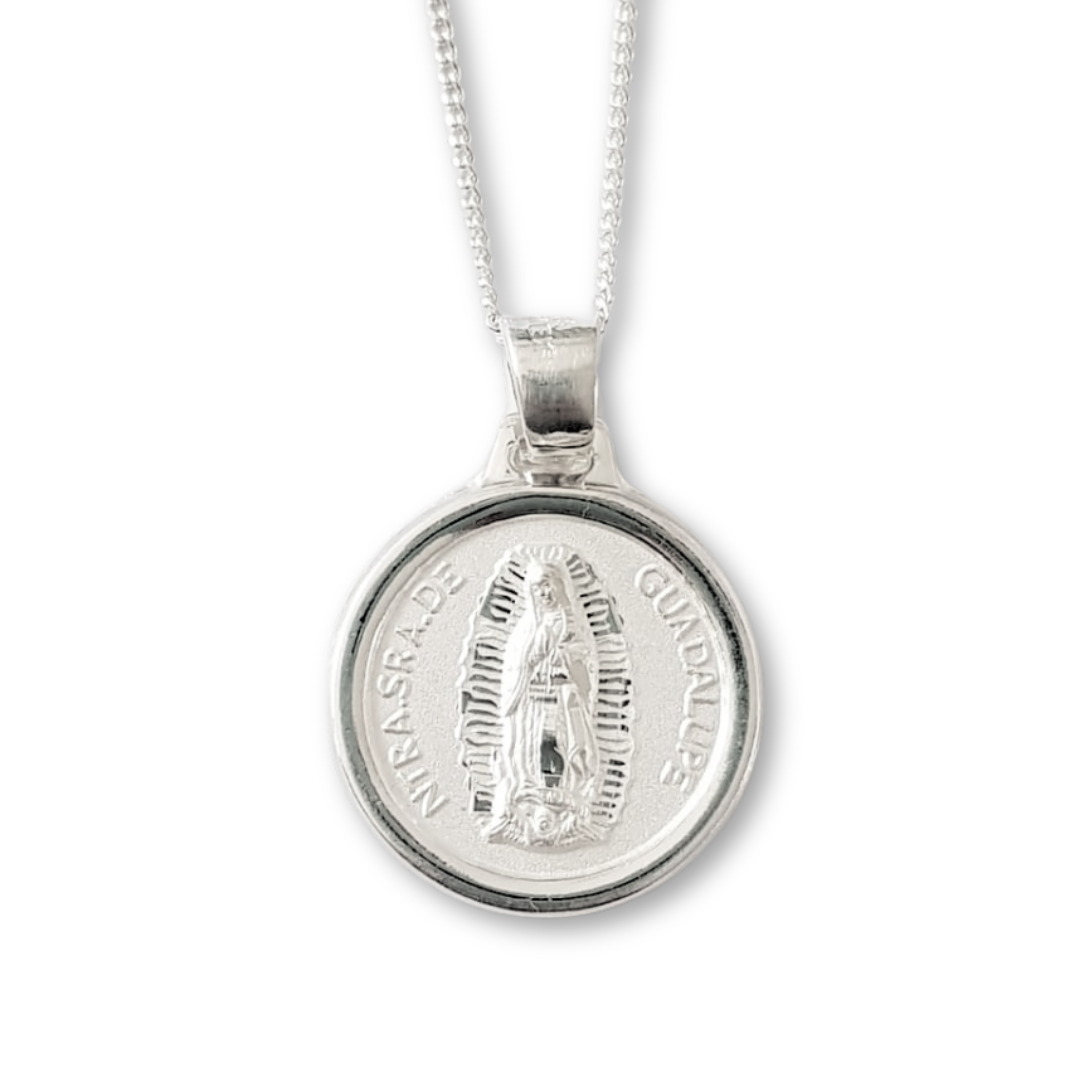 Medalla XL Virgen de Guadalupe con cadena - Plata 925