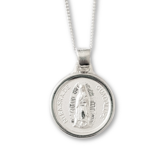 Medalla XL Virgen de Guadalupe con cadena - Plata 925