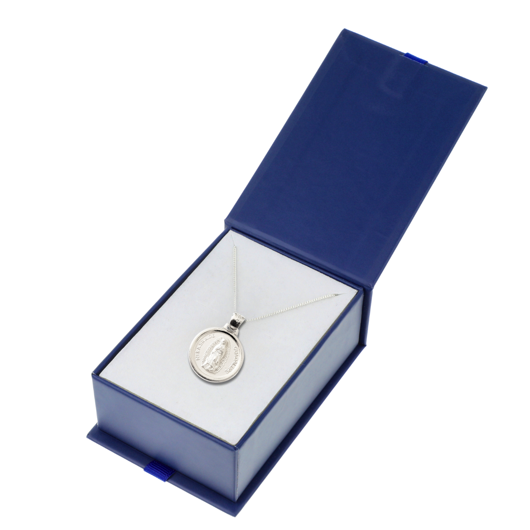 Medalla escapulario XL Virgen de Guadalupe y Papa Juan Pablo II con cadena - Plata 925