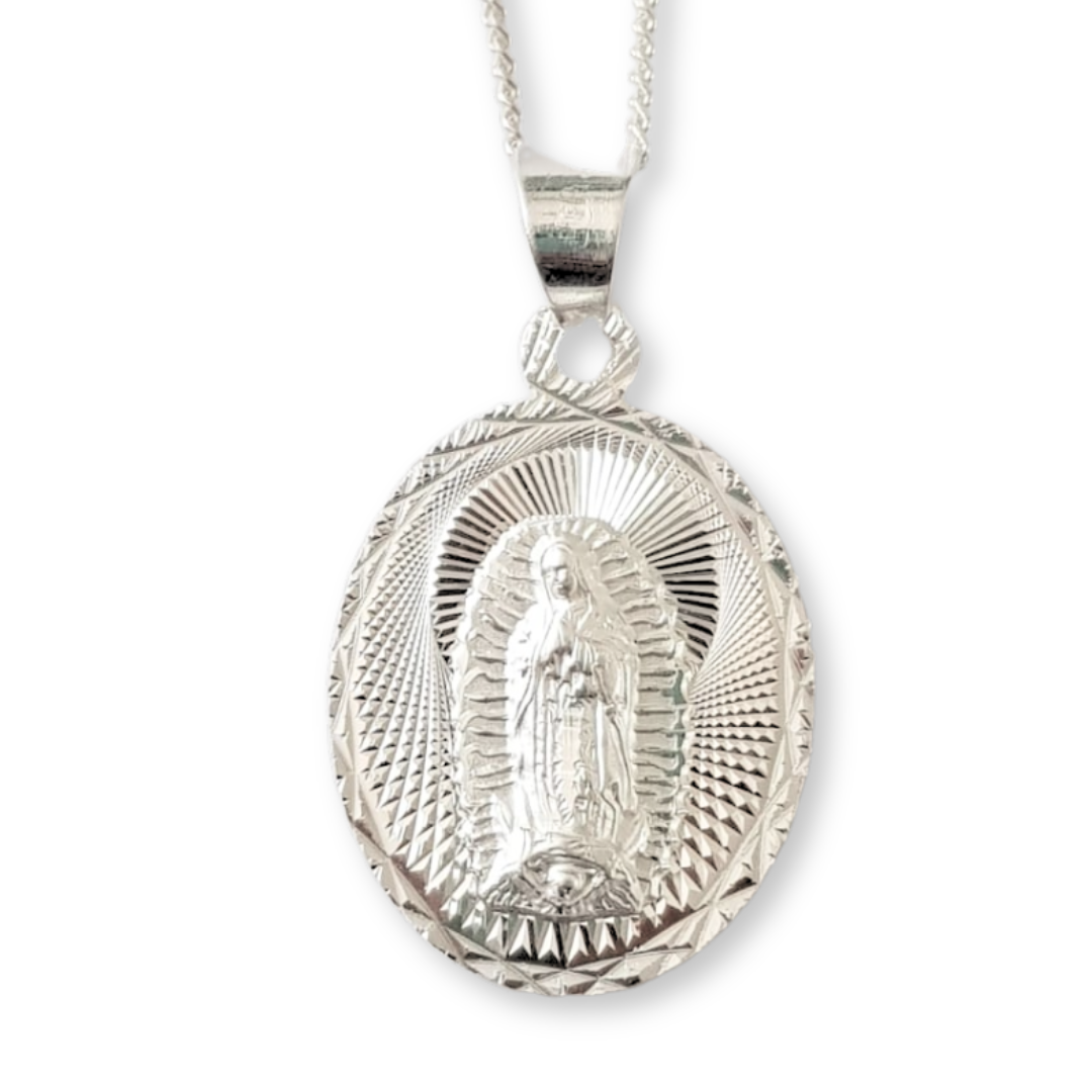 Medalla Virgen de Guadalupe con cadena - Plata esterlina 925
