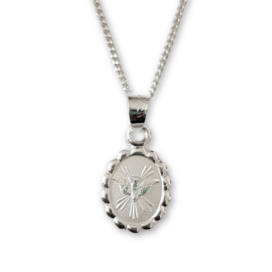 Medalla Espíritu Santo Bautizo con cadena - Plata esterlina 925