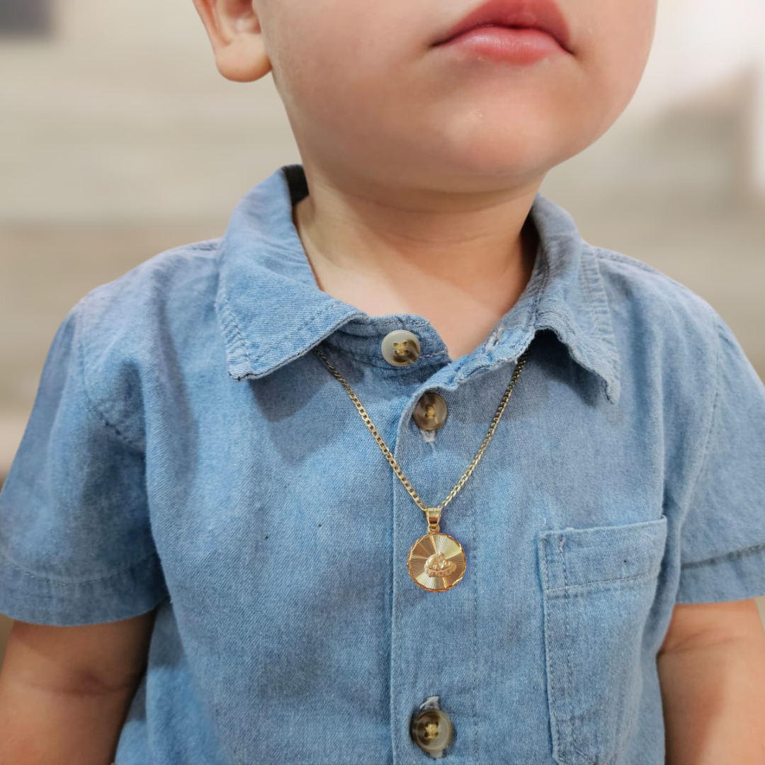 Medalla Bebé Bautizo (Espíritu Santo) con cadena - Oro 14k Laminado