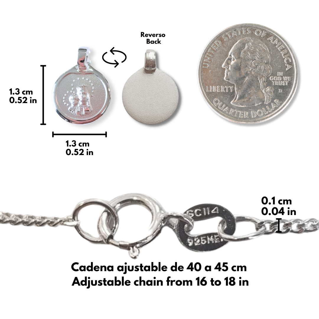 Medalla Virgen del Carmen con cadena - Plata esterlina 925