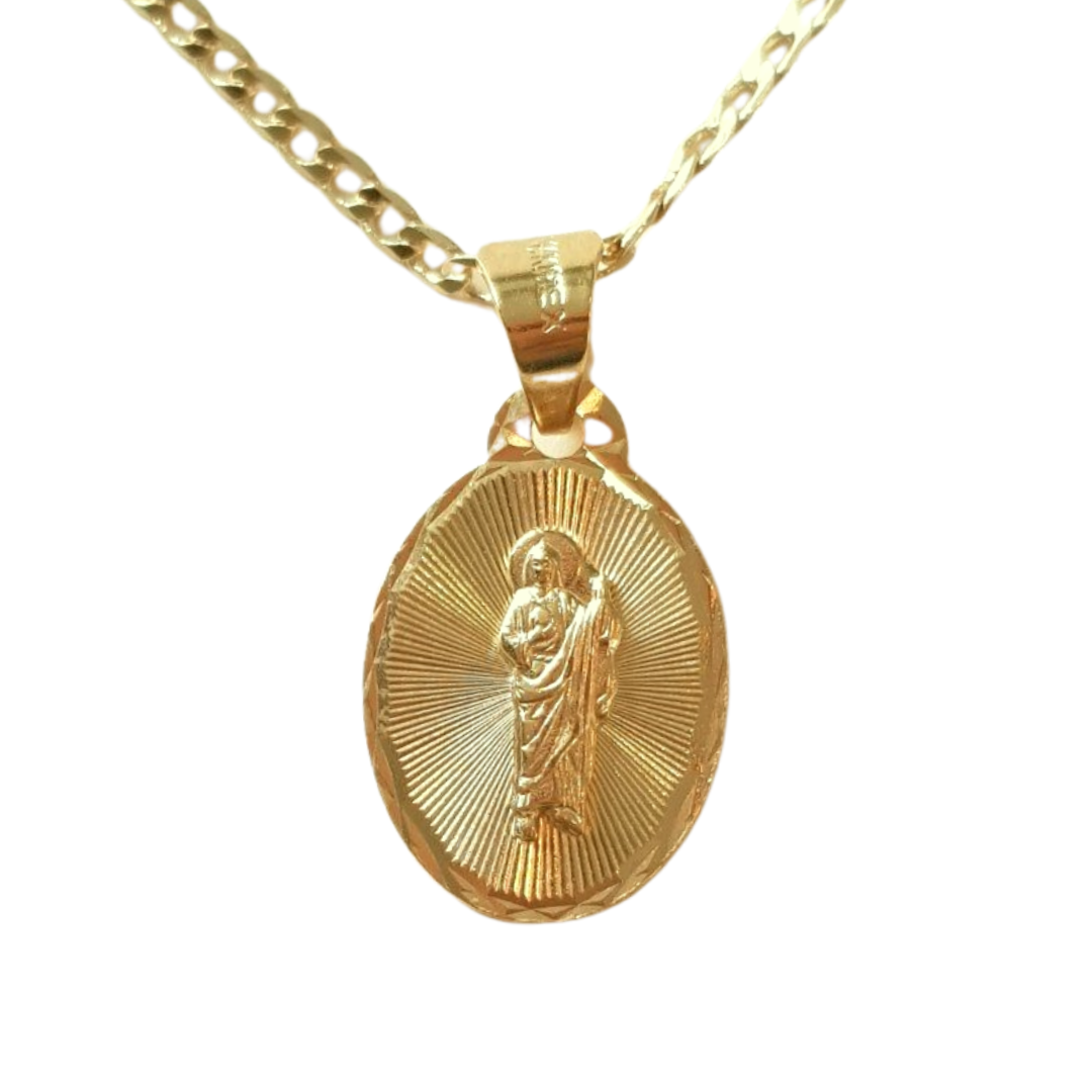 Medalla San Judas con cadena - Oro 14K laminado