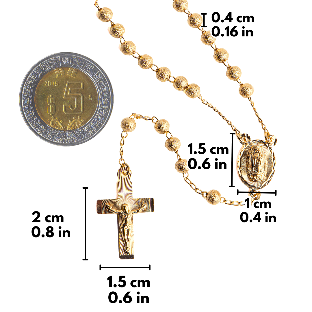 Rosario Virgen de Guadalupe y Cristo - Oro 14k laminado - Azucarado
