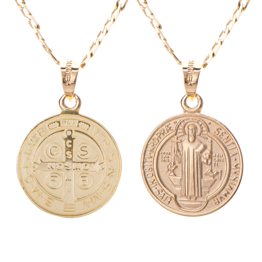 Medalla San Benito con cadena - Oro 14K laminado
