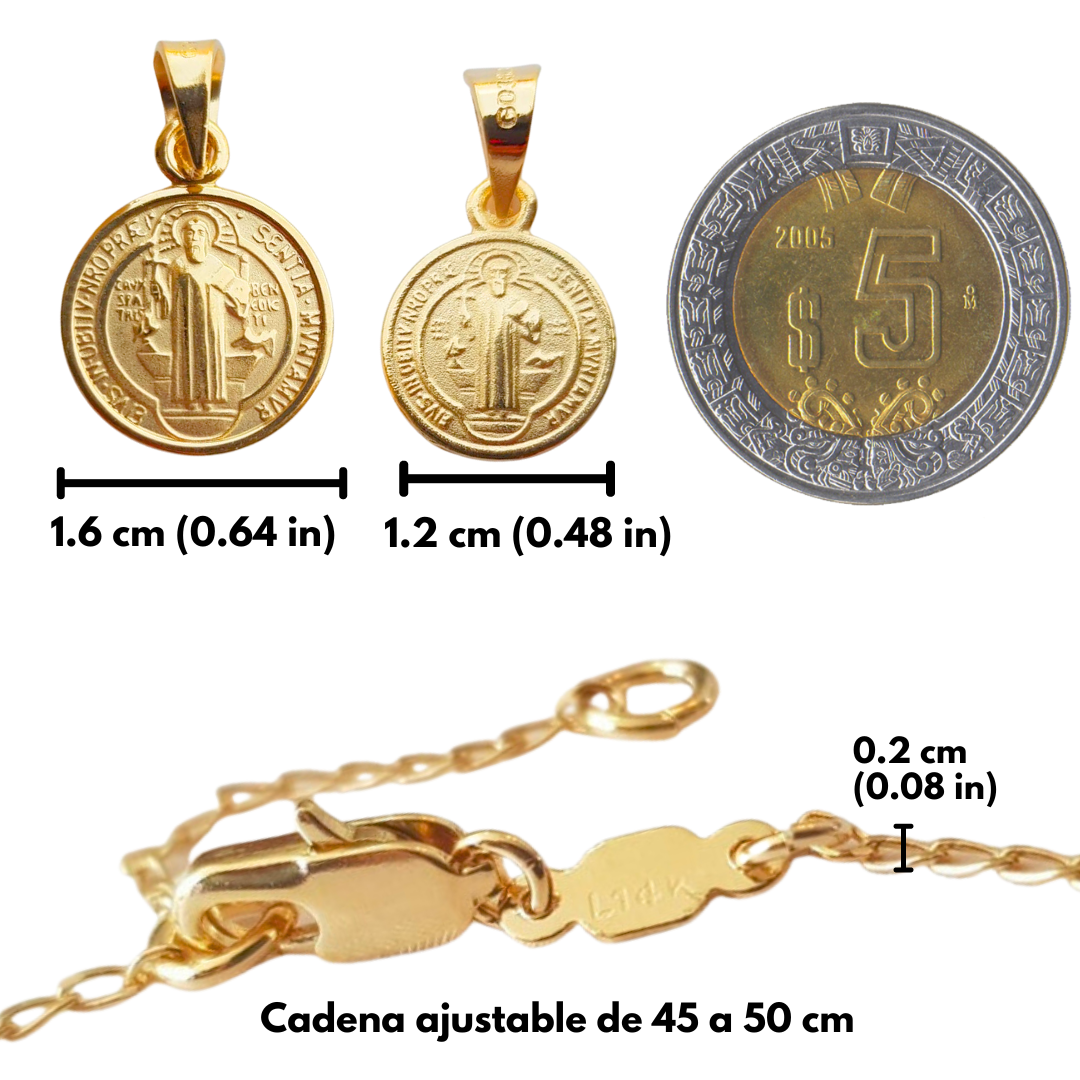 Medalla San Benito con cadena - Oro 14K laminado