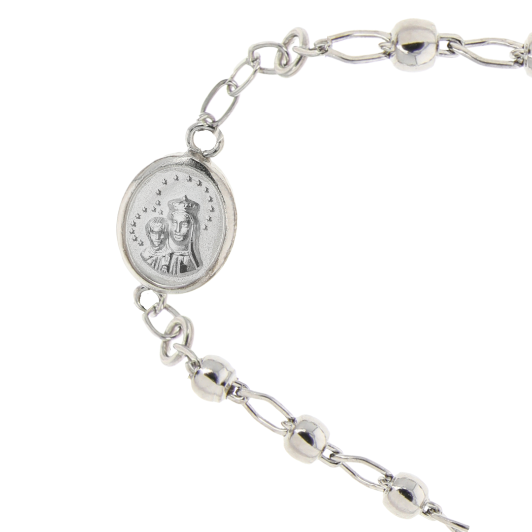 Pulsera Decenario Virgen del Carmen y Sagrado Corazón de Jesús - Plata esterlina 925