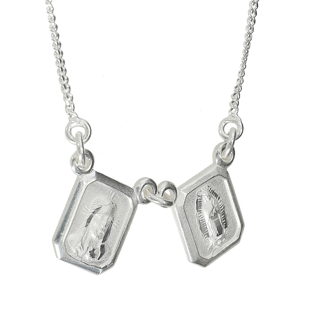 Escapulario Virgen de Guadalupe y Sagrado Corazón de Jesús - Plata 925