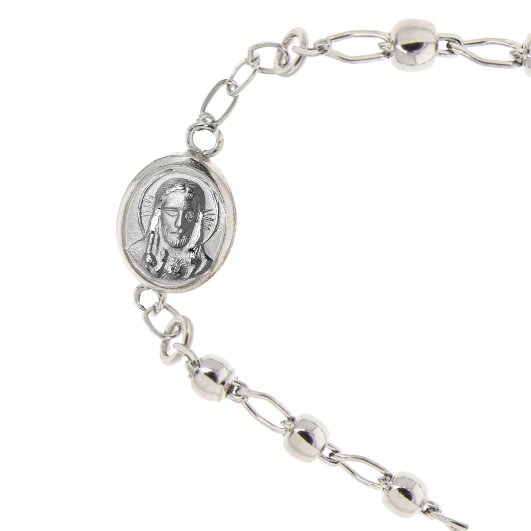 Pulsera Decenario Virgen del Carmen y Sagrado Corazón de Jesús - Plata esterlina 925