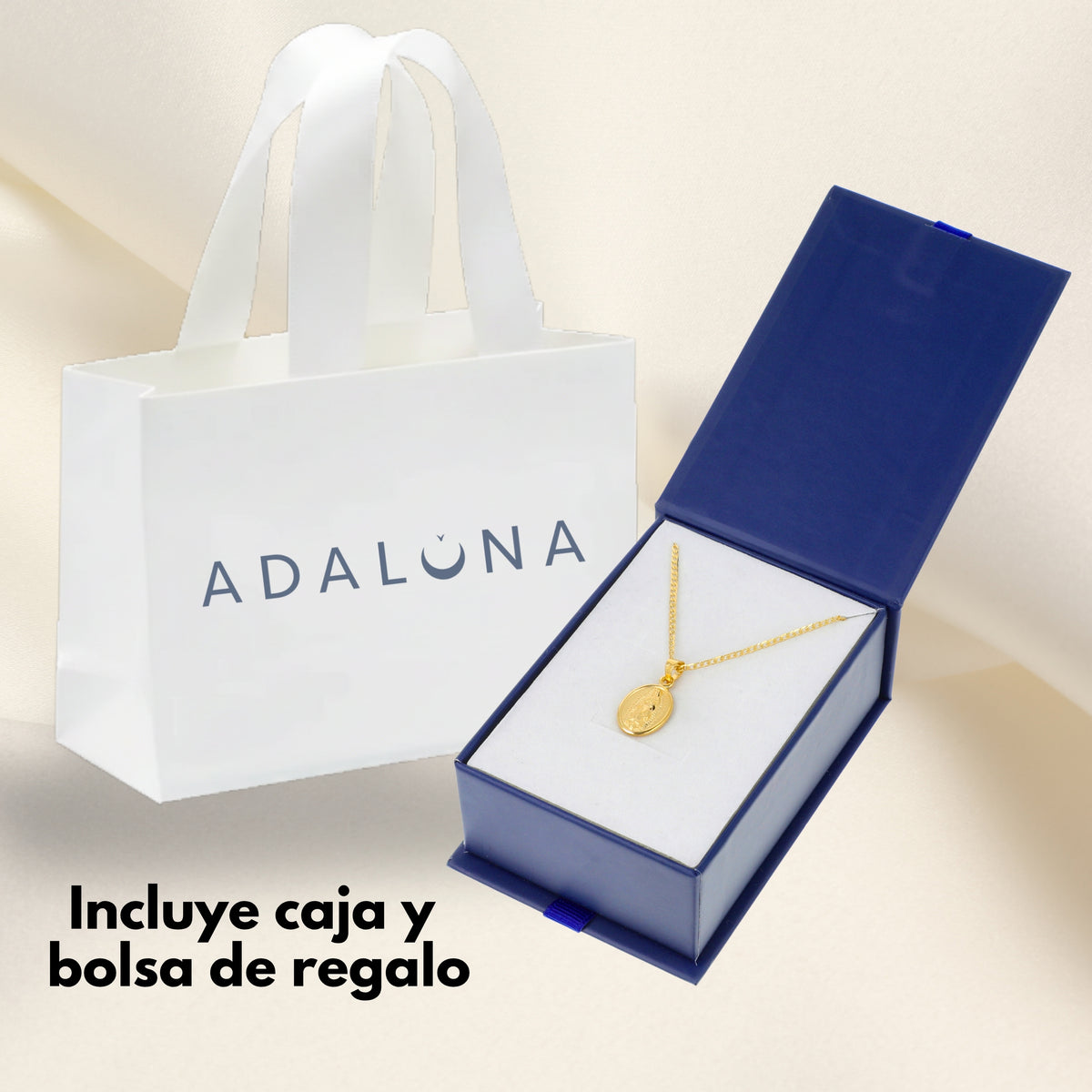 Medalla Oval Virgen de Guadalupe con cadena - Oro 14k Laminado