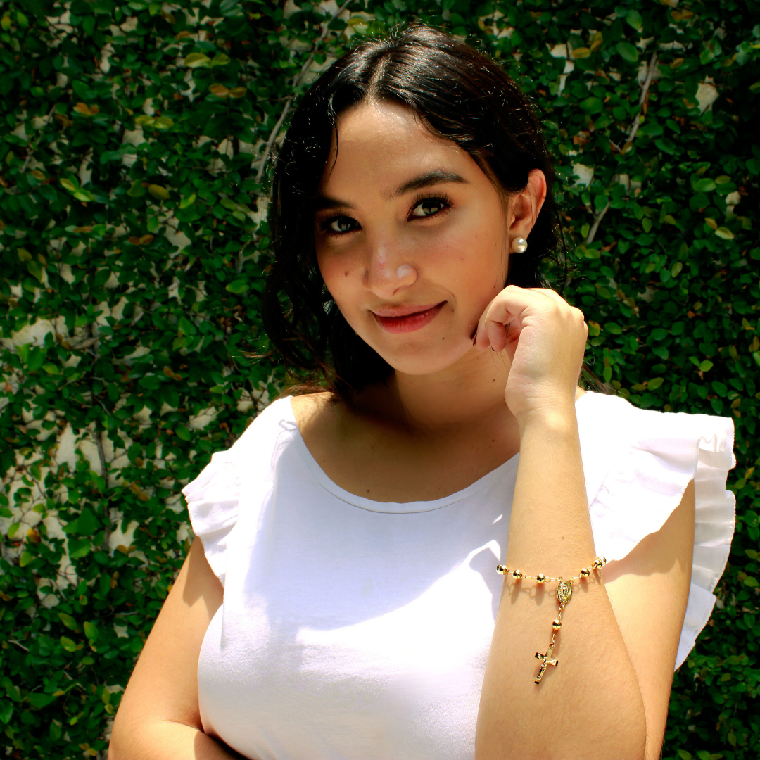 Pulsera Decenario Virgen de Guadalupe con cristo - Oro 14k laminado