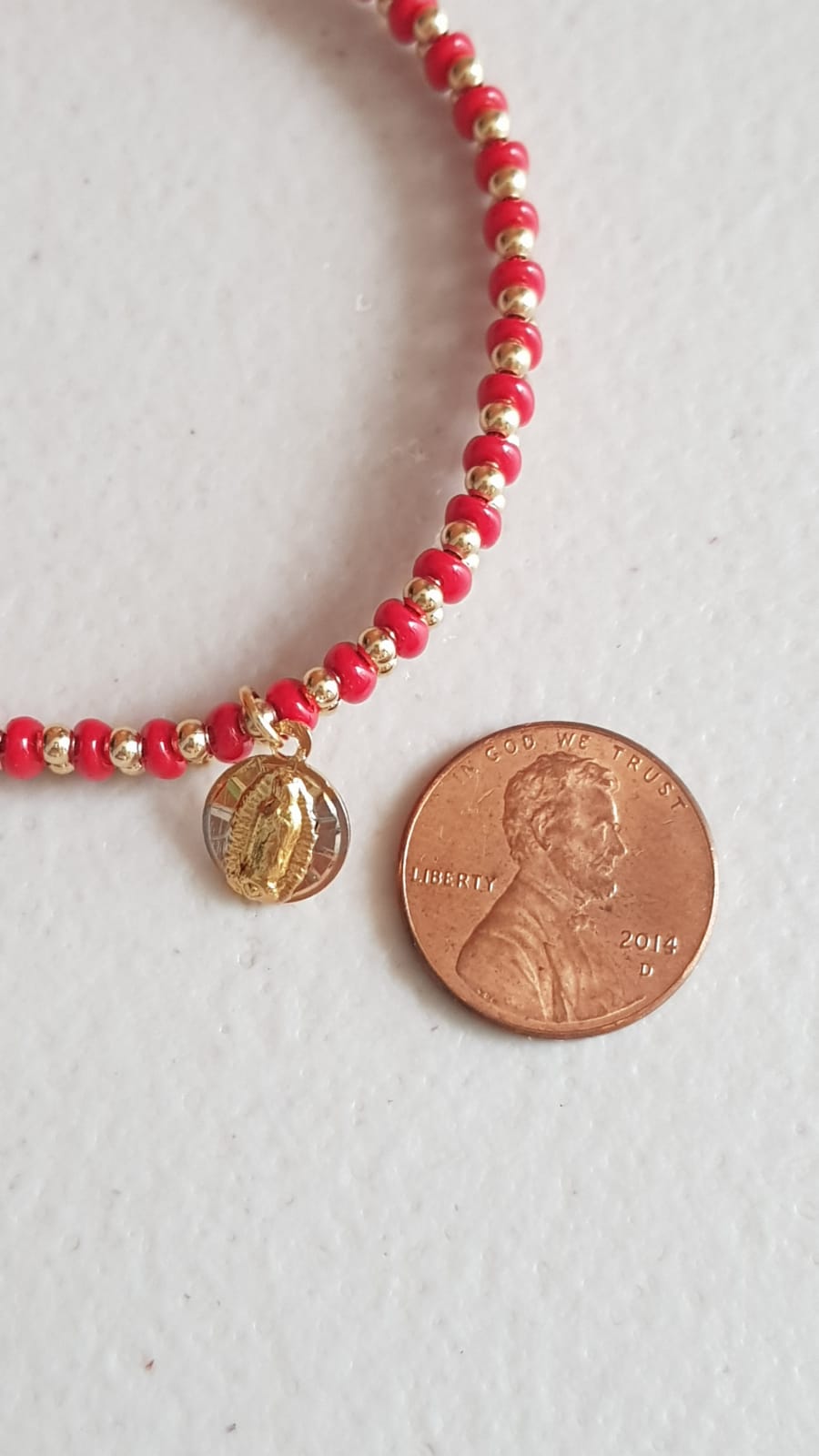 Pulsera de cuentas Virgen de Guadalupe - Baño de oro Tricolor