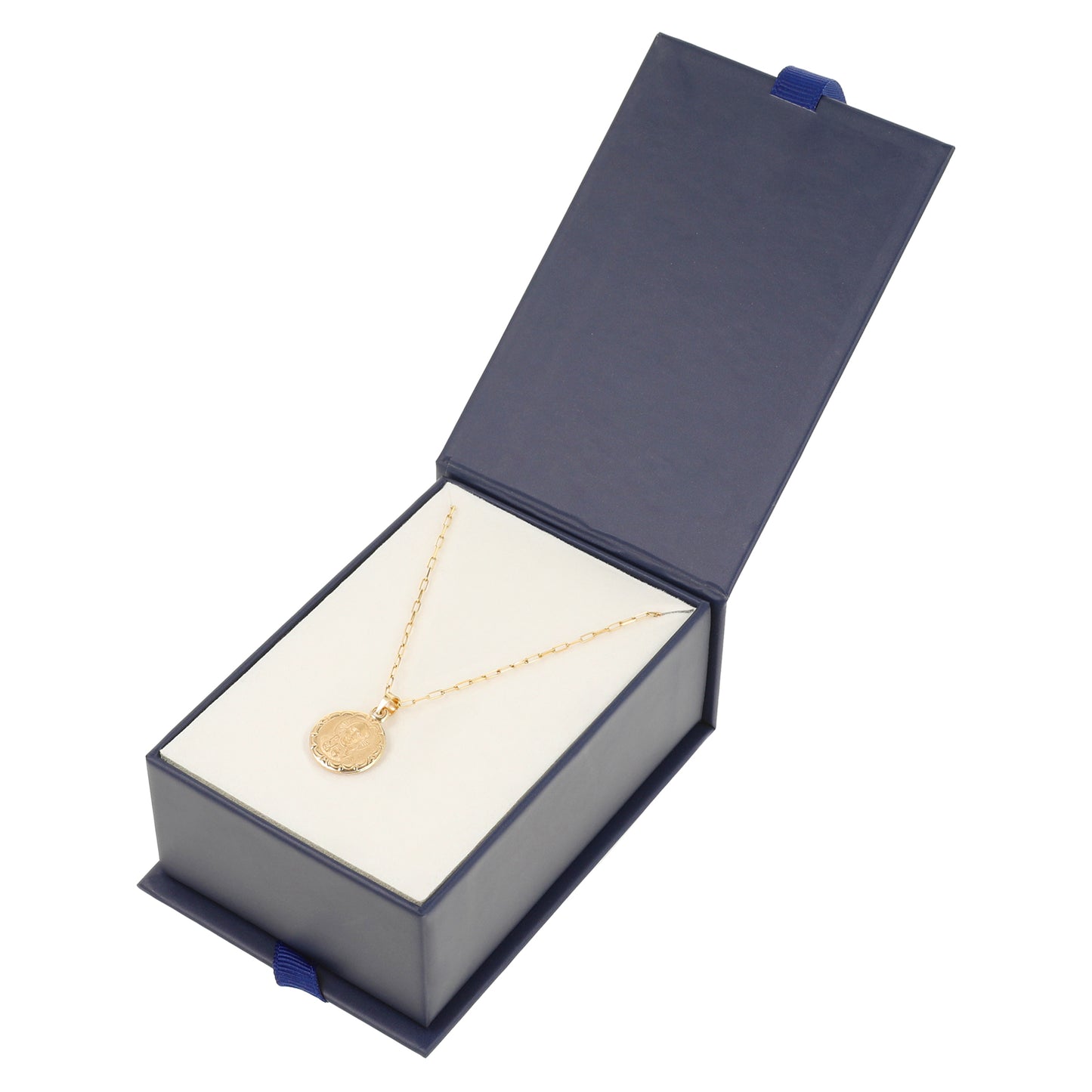 Medalla Escapulario Virgen del Carmen con Sagrado Corazón de Jesús - Oro 14K Sólido