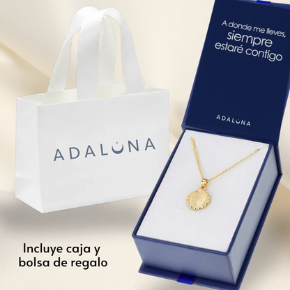 Medalla bautizo San Judas Tadeo redonda con cadena - Oro 14K laminado
