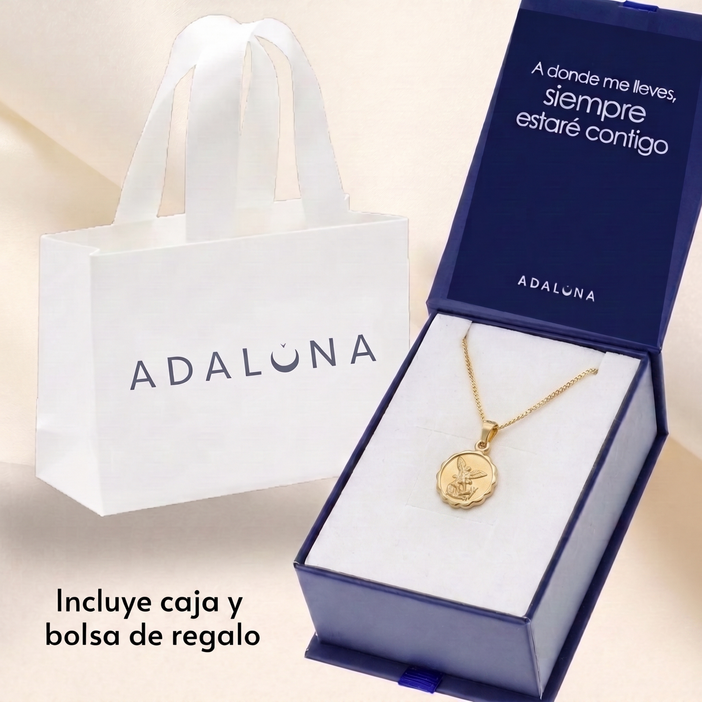 Medalla San Miguel Arcángel con cadena - Oro 14K laminado - Modelo Turín
