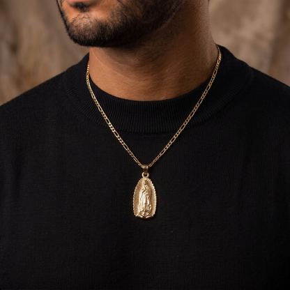 Medalla Silueta Virgen de Guadalupe con cadena - Oro 14k Laminado