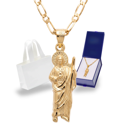 Medalla Silueta San Judas Tadeo con cadena - Oro 14k Laminado