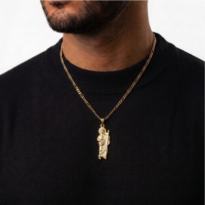 Medalla Silueta San Judas Tadeo con cadena - Oro 14k Laminado