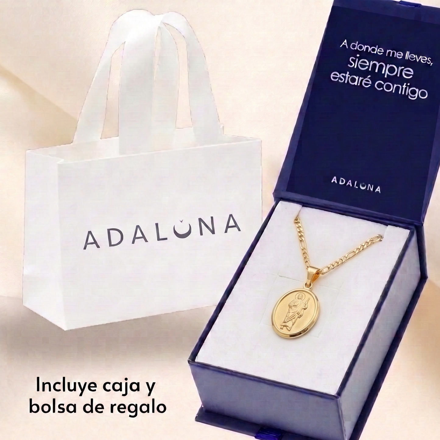 Medalla Oval San Judas Tadeo con cadena - Oro 14k Laminado