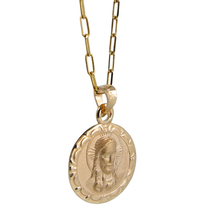 Medalla Escapulario Virgen del Carmen con Sagrado Corazón de Jesús - Oro 14K Sólido