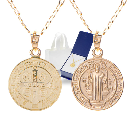 Medalla San Benito con cadena - Oro 14K laminado