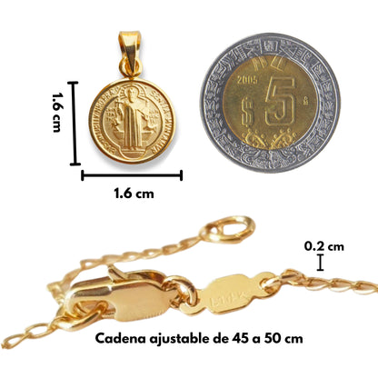 Medalla San Benito con cadena - Oro 14K laminado