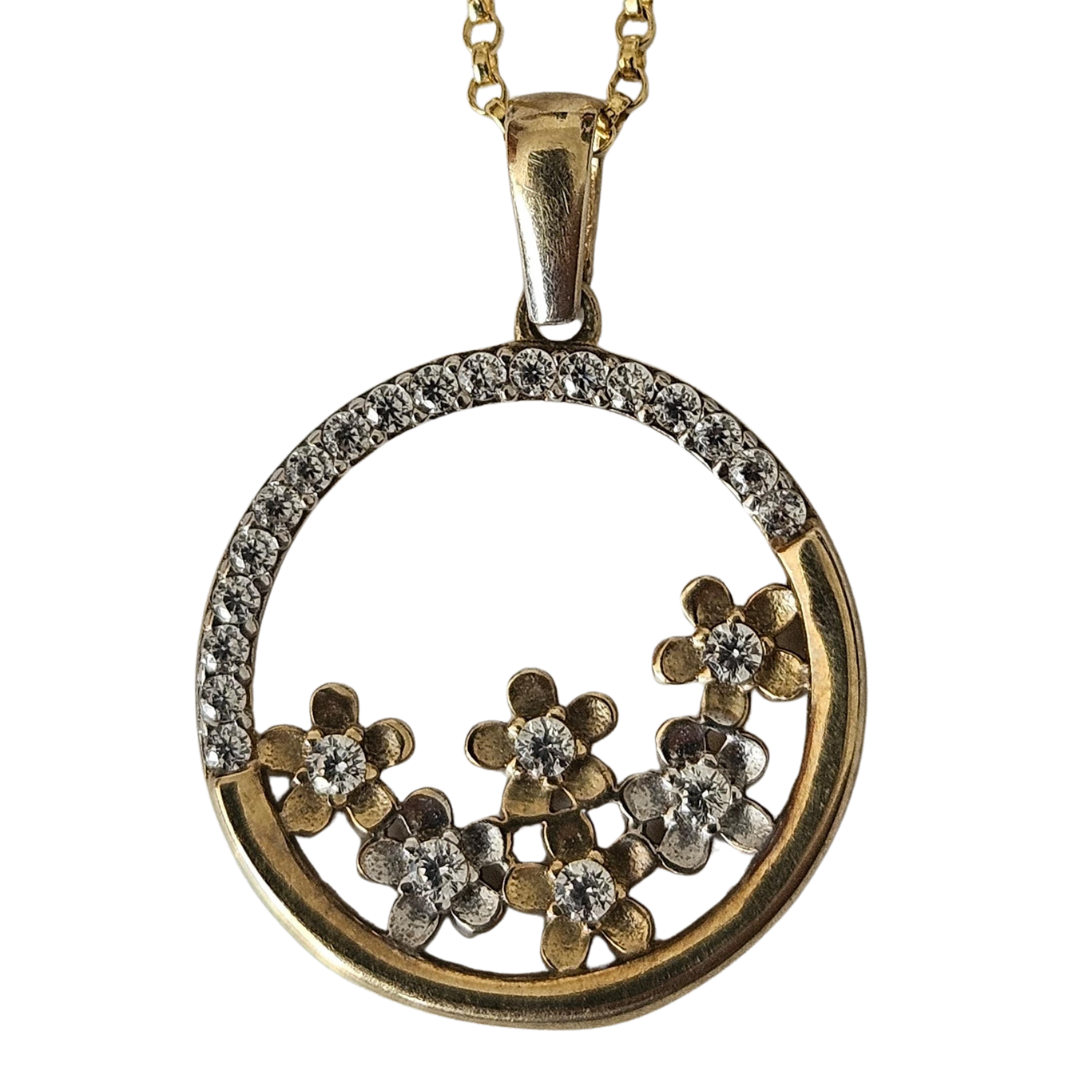 Dije Jardín de Luz Oro 10K Sólido con Zirconias