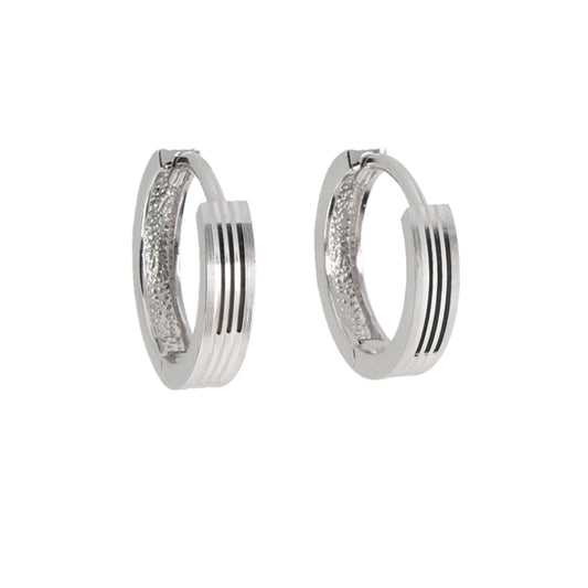 Huggies redondos Oro Blanco - Oro 10K Sólido