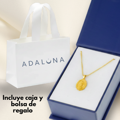 Medalla bautizo Virgen de Guadalupe Oval con cadena - Oro 14K laminado