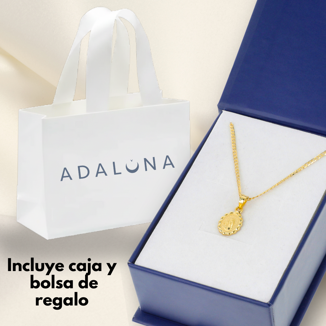 Medalla bautizo Virgen del carmen Oval con cadena - Oro 14K laminado