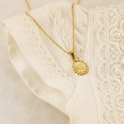 Medalla bautizo Espíritu Santo oval con cadena - Oro 14K laminado