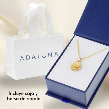 Medalla bautizo Espíritu Santo redonda con cadena - Oro 14K laminado