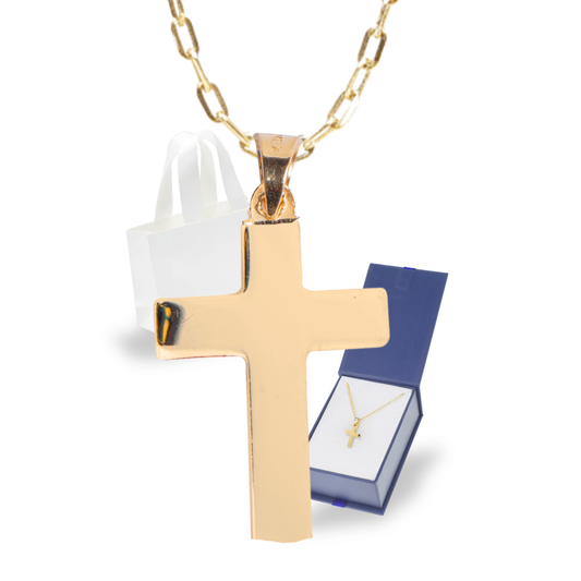 Cruz bautizo con cadena - Oro 14K Laminado