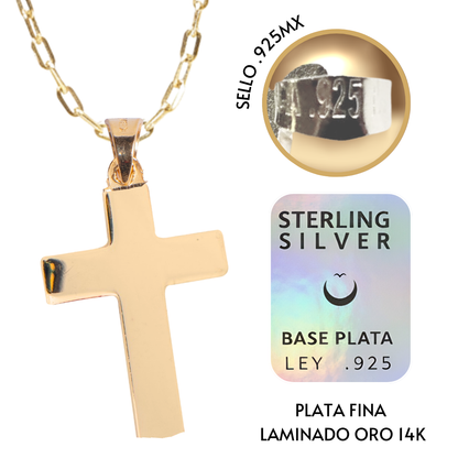 Cruz bautizo con cadena - Oro 14K Laminado