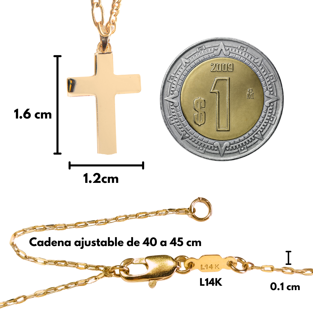 Cruz bautizo con cadena - Oro 14K Laminado