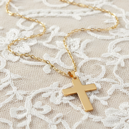 Cruz bautizo con cadena - Oro 14K Laminado