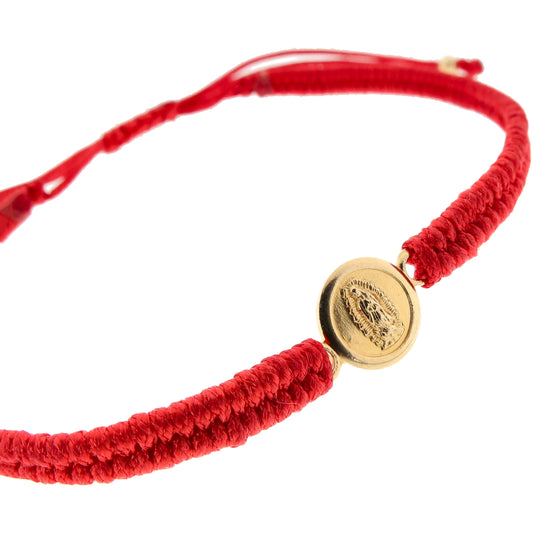 Pulsera roja con medalla Virgen de Guadalupe Oro 14k laminado