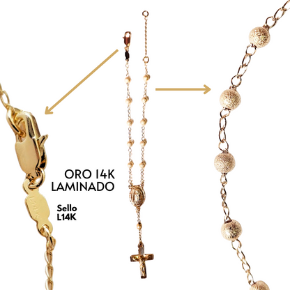 Pulsera Decenario Virgen de Guadalupe con cristo - Oro 14k laminado azucarado