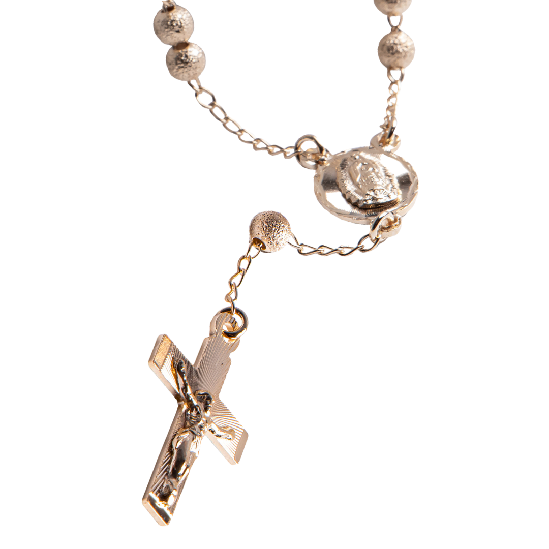 Pulsera Decenario Virgen de Guadalupe con cristo - Oro 14k laminado azucarado