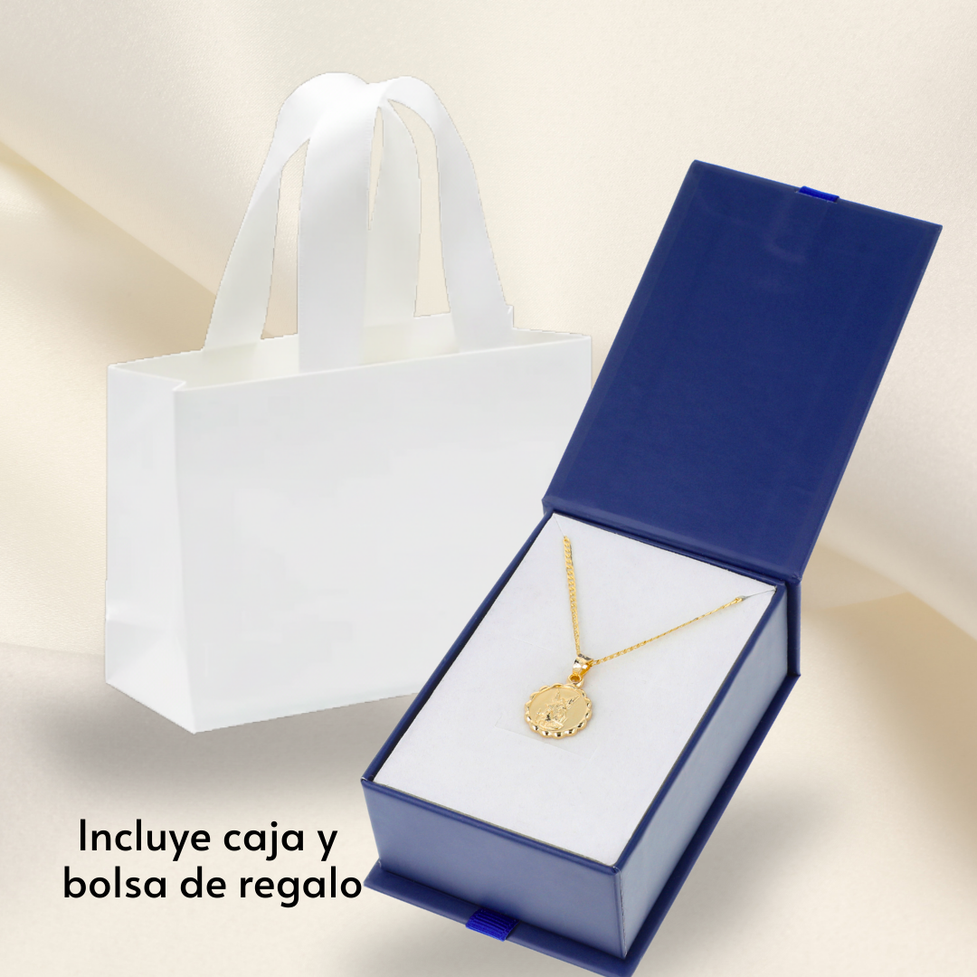 Medalla bautizo Ángel de la Guarda con cadena - Oro 14K laminado